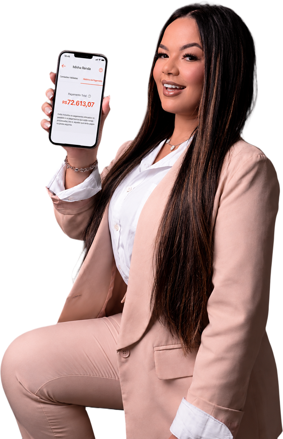 Criadora do Método Shopee Power mostrando o celular
